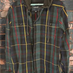 Unisex Size M Hooded Plaid Shirt/Jacket. Vintage Baggy Grunge 90’s